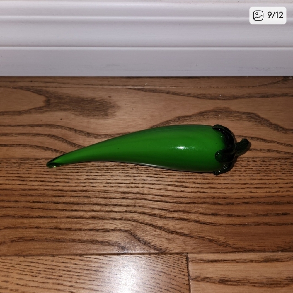 Green Glass Pepper Decor